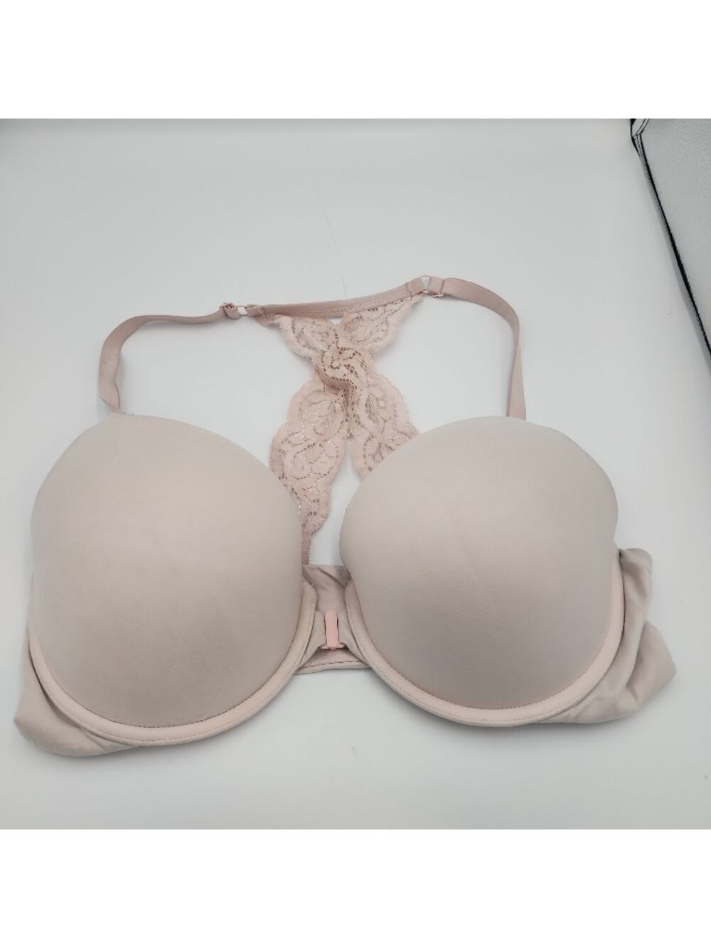 Body By Victorias Secret Racerback Perfect Shape Bra 38D Pink Underwire Front